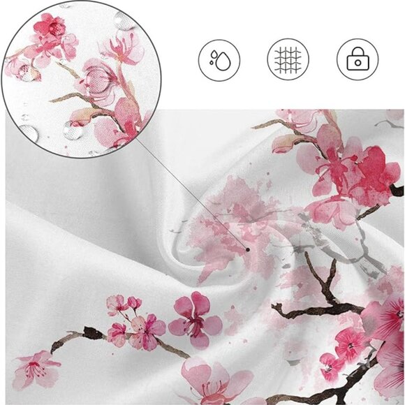 Pink cherry shower curtain floral 60''W x 72''L - Picture 2 of 5